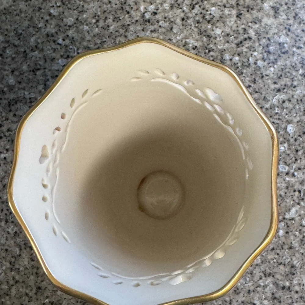 Vintage Lenox Ambassador Collection Reticulated Vase Petite Rose 7” Gold Rim